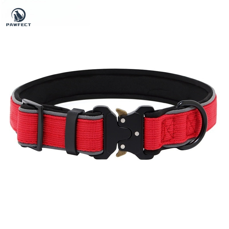Durable Adjustable Dog Collar with Reflective Piping