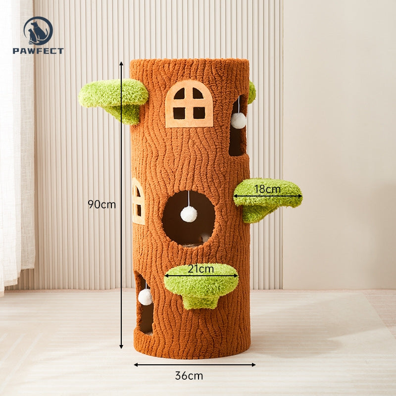 Tree-Shaped Multi-Level Cat Tower with Scratching Post & Cozy Nests