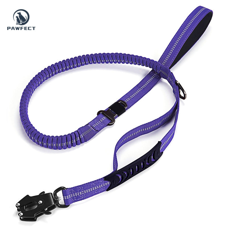 Reflective Pet Leash with Car Seatbelt Buckle & Frog Clip