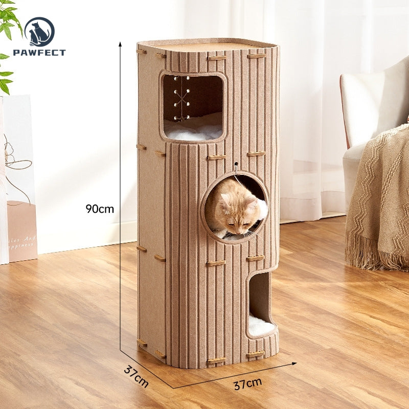 All-in-One Square Felt Cat Condo with Climbing Platform