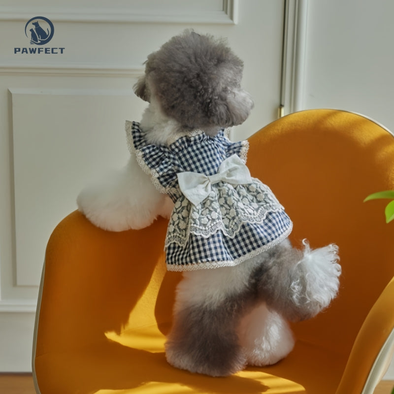 Lightweight Sweet Dog Dress with Bow and Lace Trim
