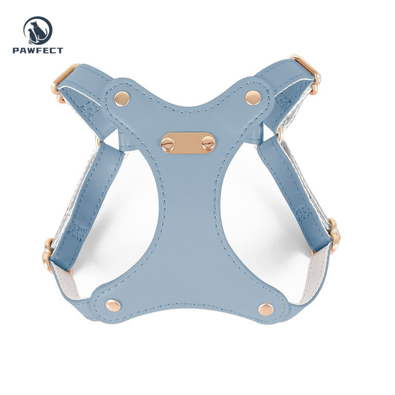 Soft Leather Cat Leash Set with Bow Collar or Harness