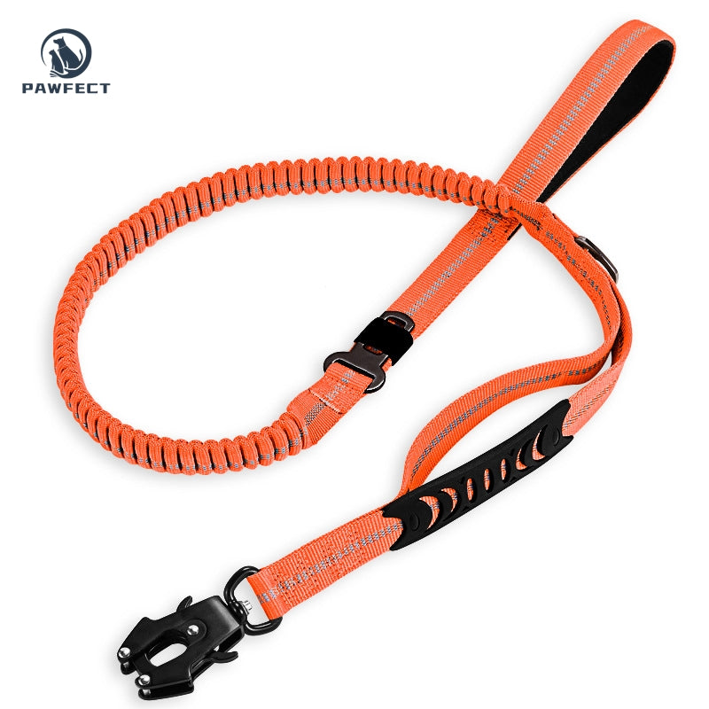 Reflective Pet Leash with Car Seatbelt Buckle & Frog Clip