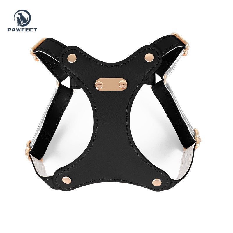 Soft Leather Cat Leash Set with Bow Collar or Harness