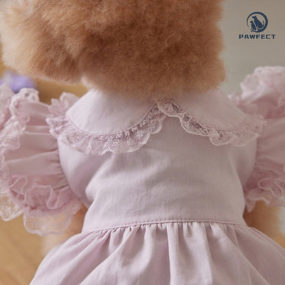Lightweight Lace Flutter-Sleeve Dog Dress – Elegant Lady Style