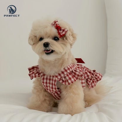 Cute Plaid Dog Dress with Bow Detail