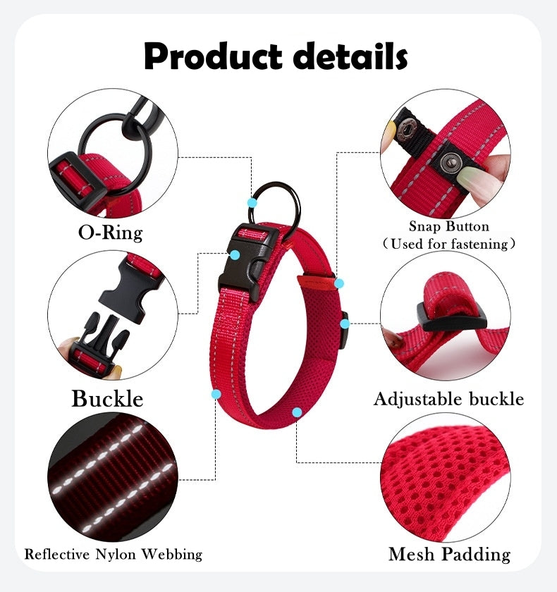 Breathable Sandwich Mesh Reflective Dog Collar