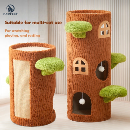 Tree-Shaped Multi-Level Cat Tower with Scratching Post & Cozy Nests