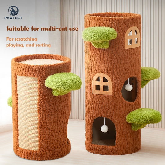 Tree-Shaped Multi-Level Cat Tower with Scratching Post & Cozy Nests