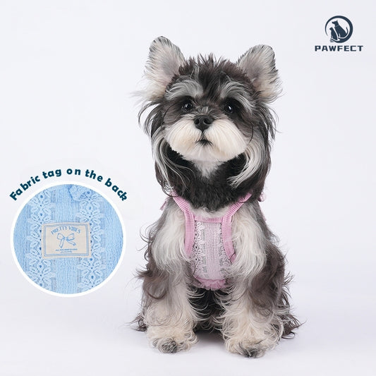 Lightweight Mesh Jacquard Dog Tank Top with Sweet Strap Design