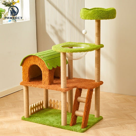 Multi-Functional Cat Tree Tower with Sisal-Wrapped Posts & Cozy Nests