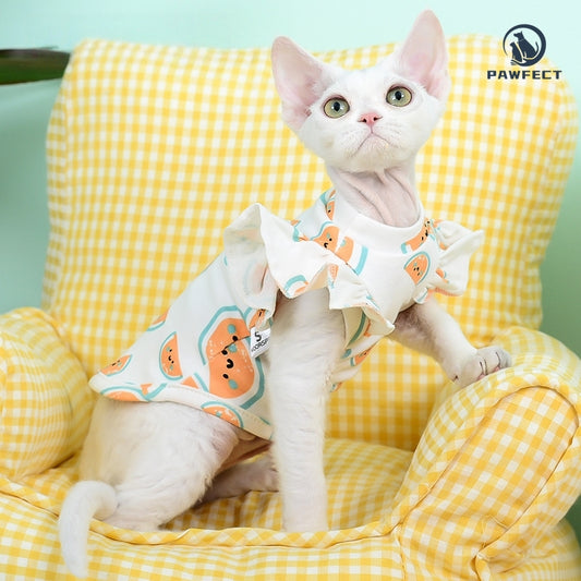 Lightweight Ruffle-Sleeve Two-Leg Shirt for Cats