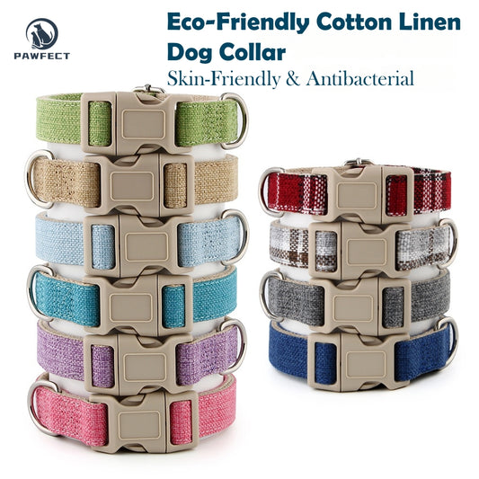 Eco-Friendly Cotton Linen Dog Collar: Hypoallergenic & Antibacterial