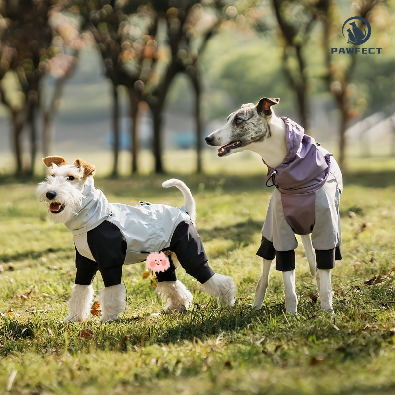 Waterproof Dog Raincoat with 4-Leg Coverage and Leash Hole