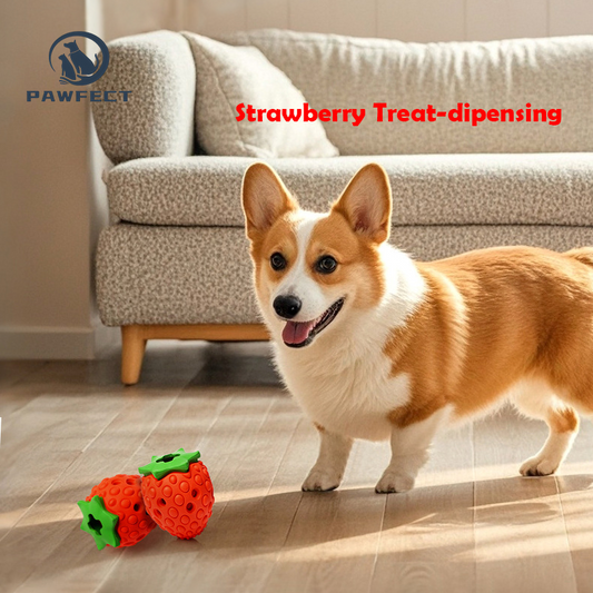 Interactive Strawberry Treat Dispensing Chew Toy