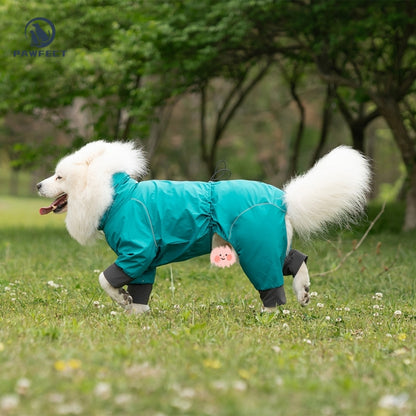 Waterproof Dog Raincoat with 4-Leg Coverage and Leash Hole