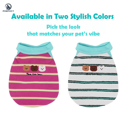 Lightweight Sweet Striped Dog Tank Top with Stretchy Fabric