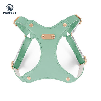 Soft Leather Cat Leash Set with Bow Collar or Harness