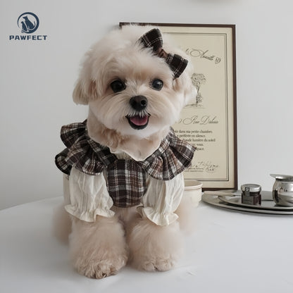 Cute Plaid Dog Dress with Bow Detail