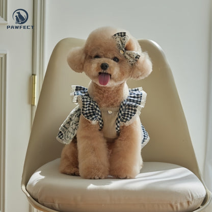 Lightweight Sweet Dog Dress with Bow and Lace Trim