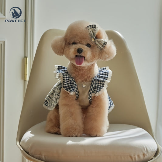 Lightweight Sweet Dog Dress with Bow and Lace Trim