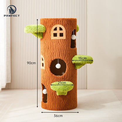 Tree-Shaped Multi-Level Cat Tower with Scratching Post & Cozy Nests