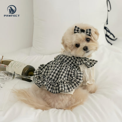 Cute Plaid Dog Dress with Bow Detail
