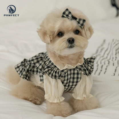 Cute Plaid Dog Dress with Bow Detail