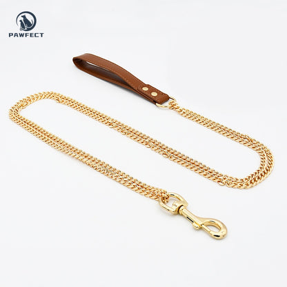 Golden Stainless Steel No-Pull Pet Collar & Leash Set