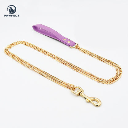 Golden Stainless Steel No-Pull Pet Collar & Leash Set