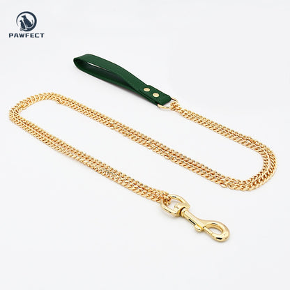 Golden Stainless Steel No-Pull Pet Collar & Leash Set